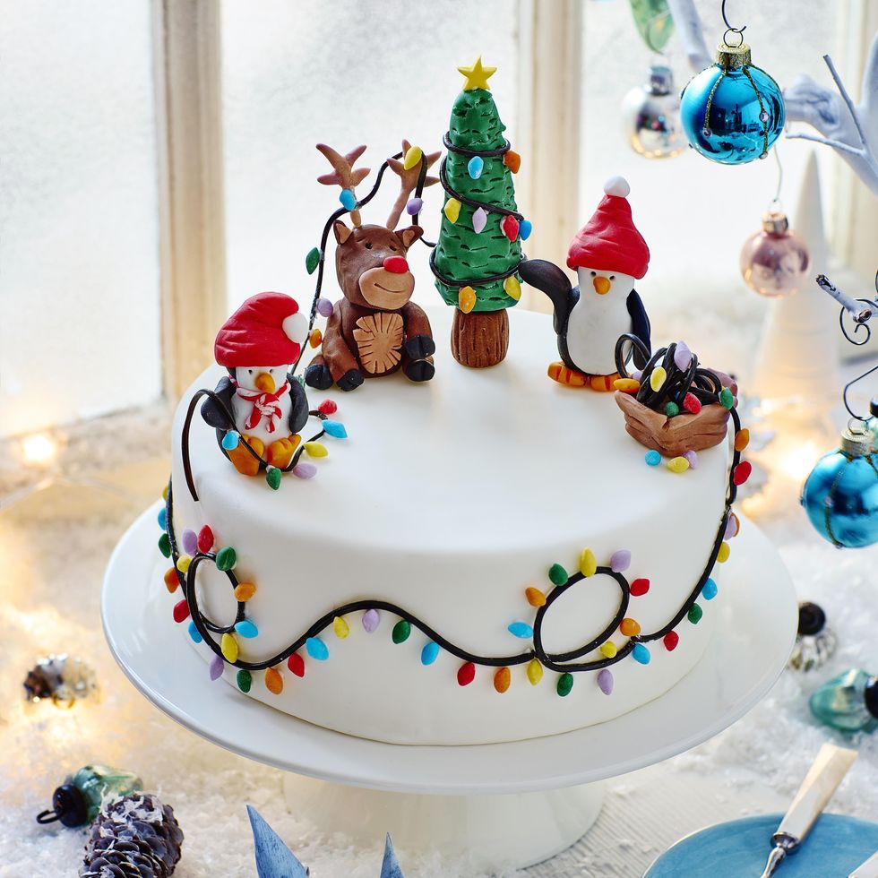 Magical Winter Wonderland Christmas Cake - airbrushed & hand