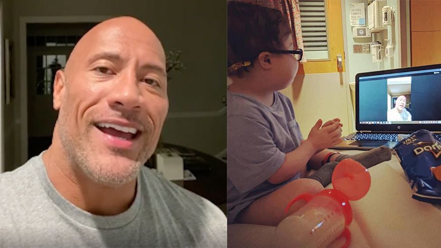 Dwayne The Rock Johnson - Update from the video I posted. Look at this lil'  boy, Hyrum's face. That's some joy real right there. Thank you to the  person who wrote this