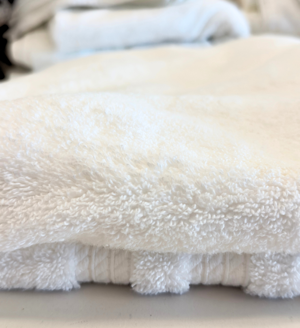 a close up of a white terrycloth towel