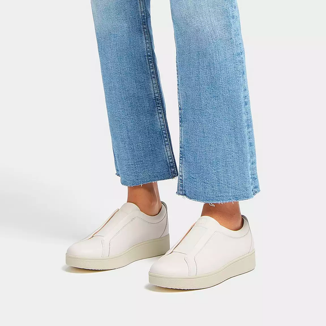 White leather slip on on sale trainers