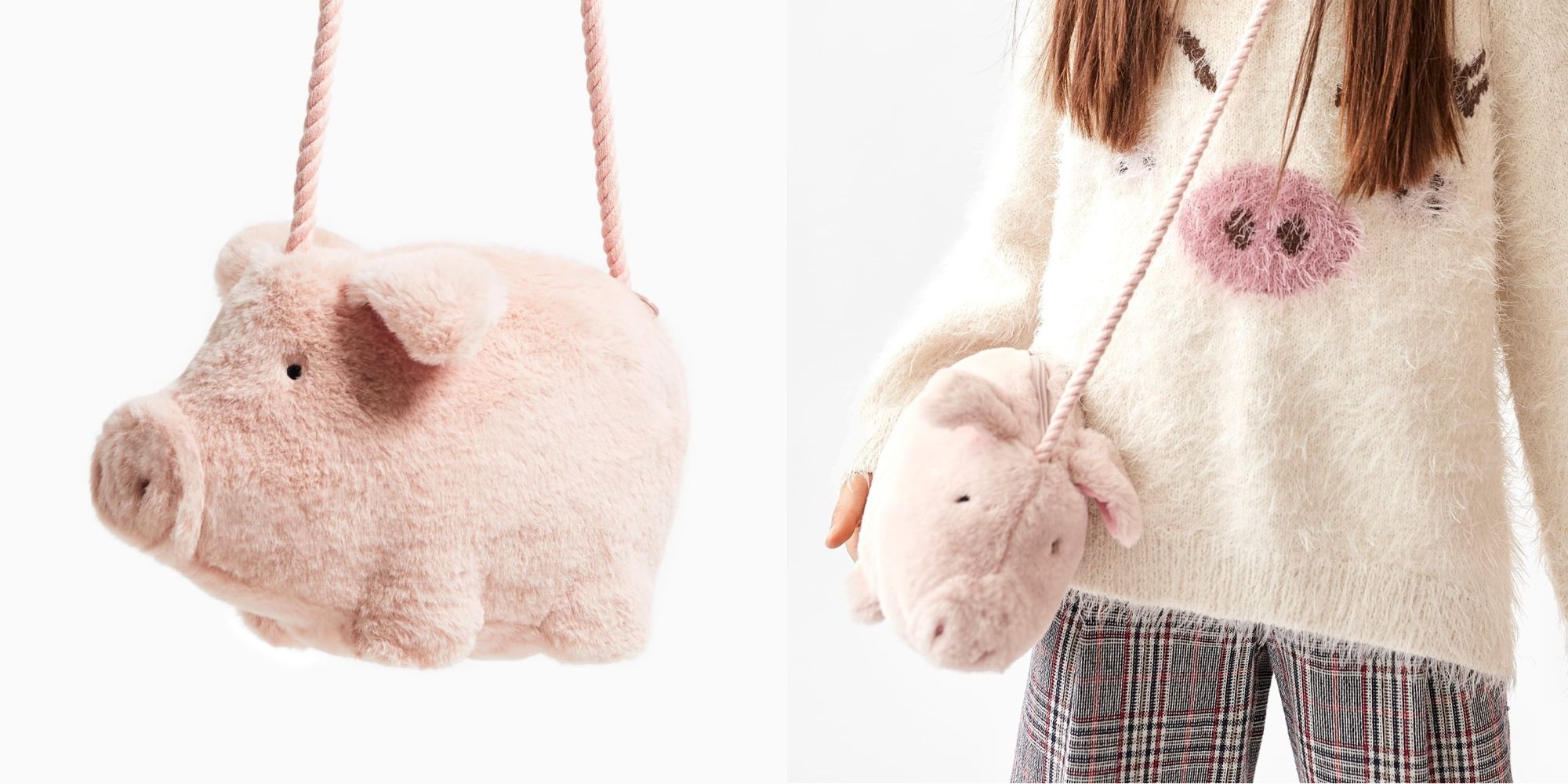 Zara fuzzy pig on sale bag