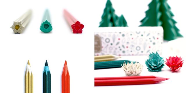 日本「花色鉛筆」推出聖誕節限定款！削下的筆屑竟然是超完美「聖誕樹」和「雪花片」！