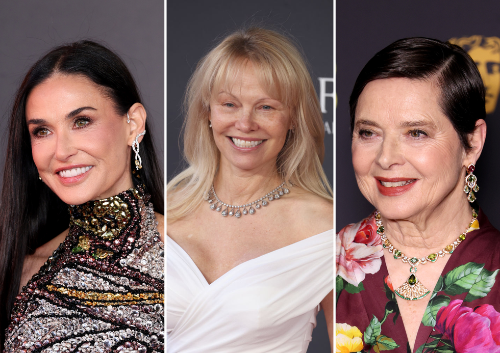 demi moore, pamela anderson and isabella rossellini at the 2025 baftas﻿