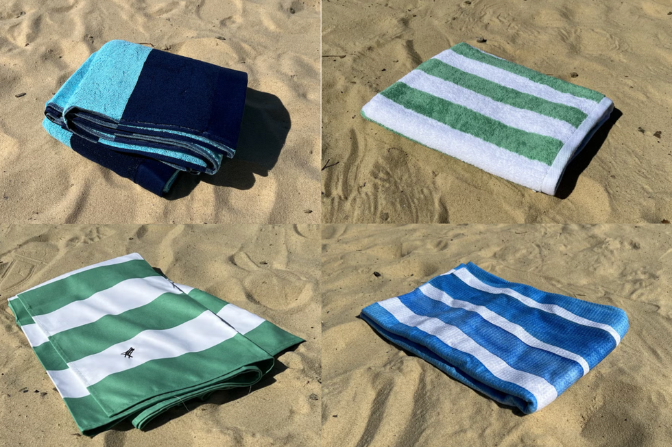 beach towels on sand