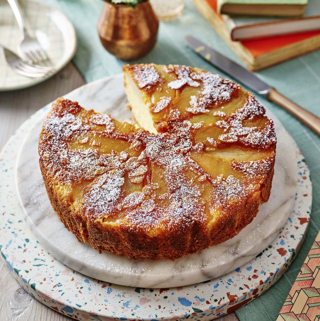 upside down pear and almond cake