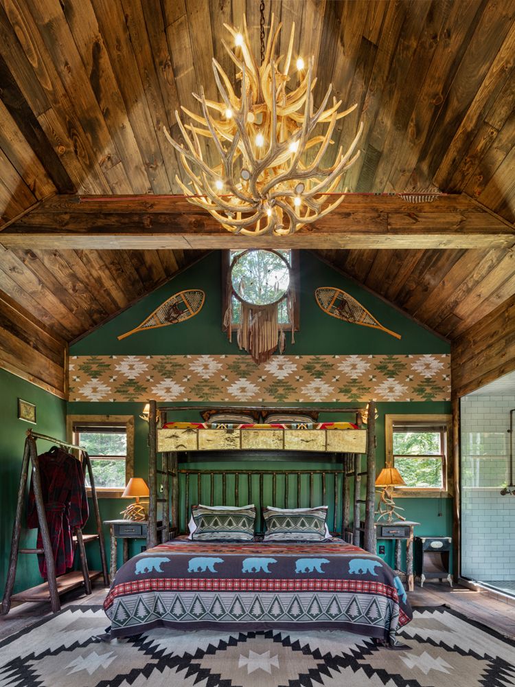 bedroom at urban cowboy lodge in big indian new york