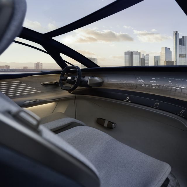 interior of urbansphere concept car, looking through windscreen