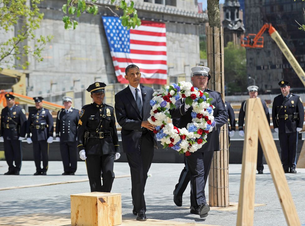 Barack Obama: President Obama lays a wreath in New York City at the 9/11 Memorial at Ground Zero on May 5, 2011, four days after he announced the killing of Osama bin Laden.