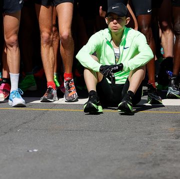 atlanta, georgia february 29 galen rupp sits at the start line as they wait for the start of the us olympic marathon team trials on february 29, 2020 in atlanta, georgia photo by kevin c coxgetty images