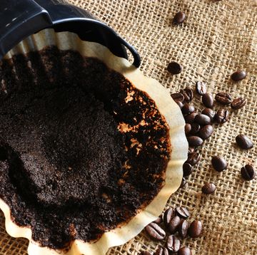 used coffee filter and basker