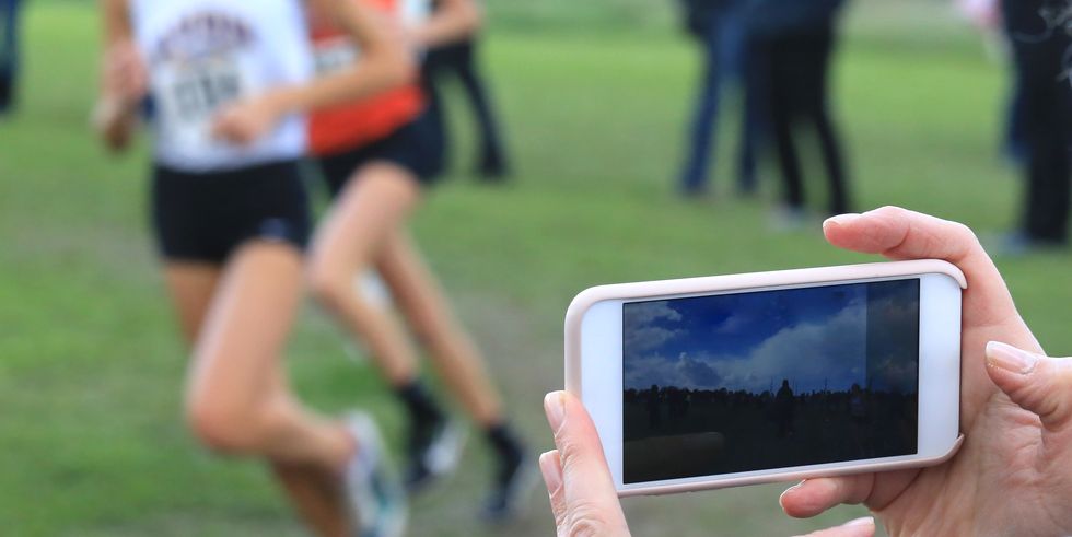 Using a mobile phone to create of video of a running race