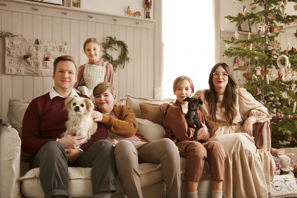 'tis a gift to be simple homeowners merrilee liddiard and jon liddiard with children mila 9, atticus 15, and oliver 13 and dogs sugar and mabel