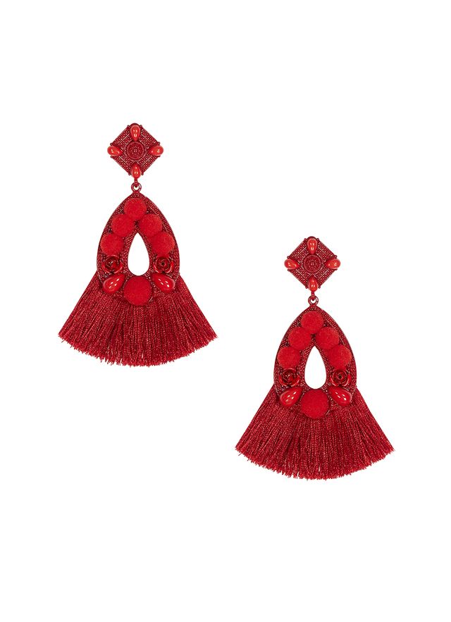Earrings, Red, Jewellery, Fashion accessory, Christmas ornament, Costume accessory, Holiday ornament, Ornament, Ruby, 