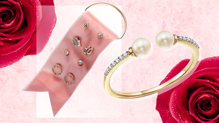 Pink, Fashion accessory, Jewellery, Pearl, Ear, Body jewelry, Magenta, 