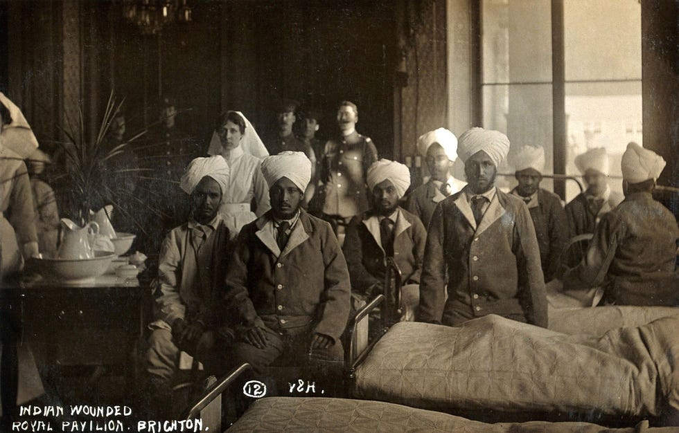 Eerste Wereldoorlog Indiase soldaten die herstellen in het Royal Pavilion in de Engelse stad Brighton Foto 19141918