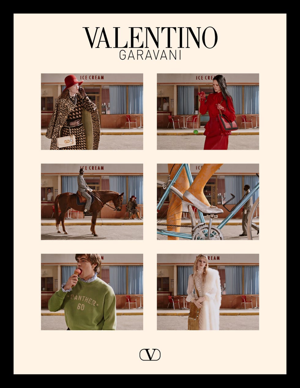 valentino garavani fashion display featuring models in various outfits
