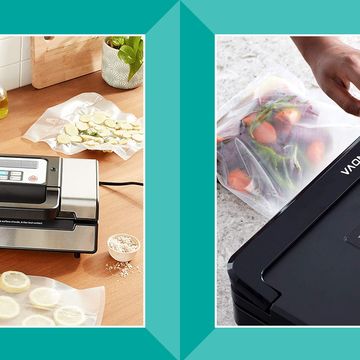food vacuum sealers on counter with vegetables