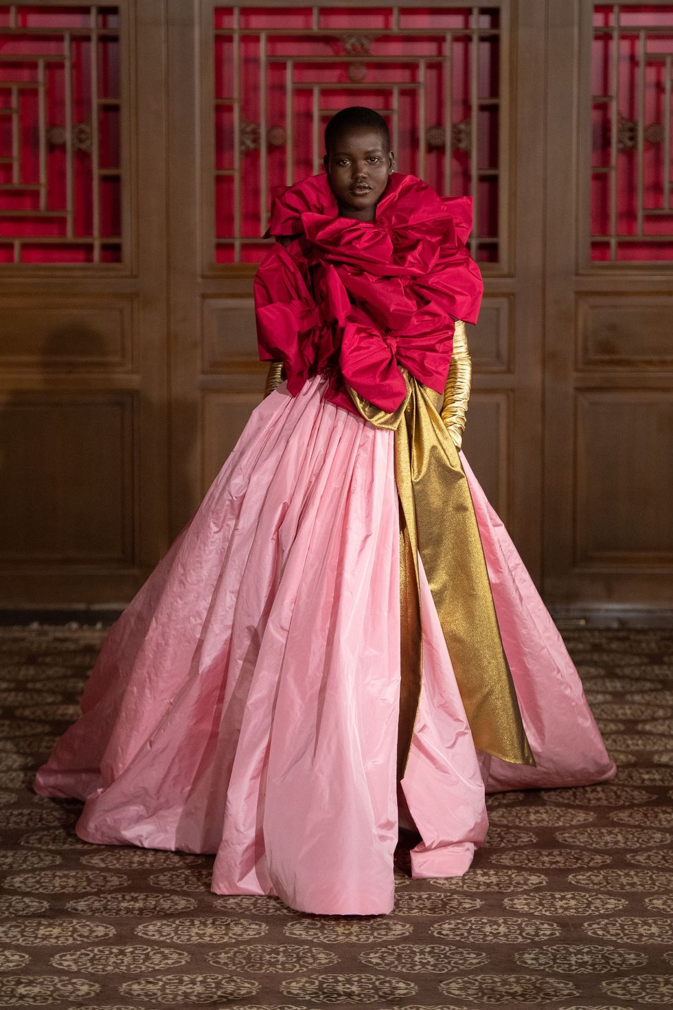 Pink, Clothing, Red, Dress, Magenta, Gown, Fashion, Outerwear, Costume design, Haute couture, 