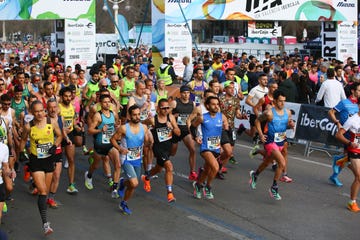 Participants in a running race at the starting line