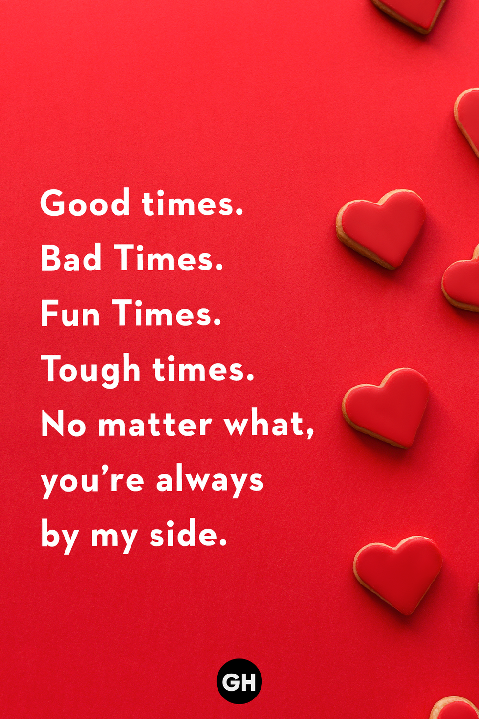 valentines day quote card with red hearts