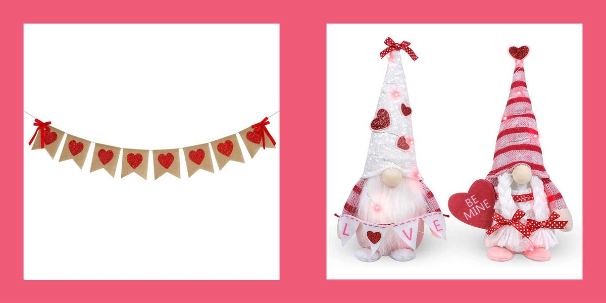 best valentine's day decorations on amazon burlap heart banner and valentine gnomes