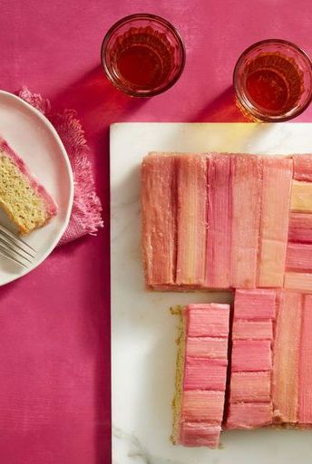 valentine's day desserts rhubarb and almond upside down cake