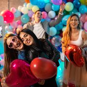 valentine's day party ideas, four friends having fun at party