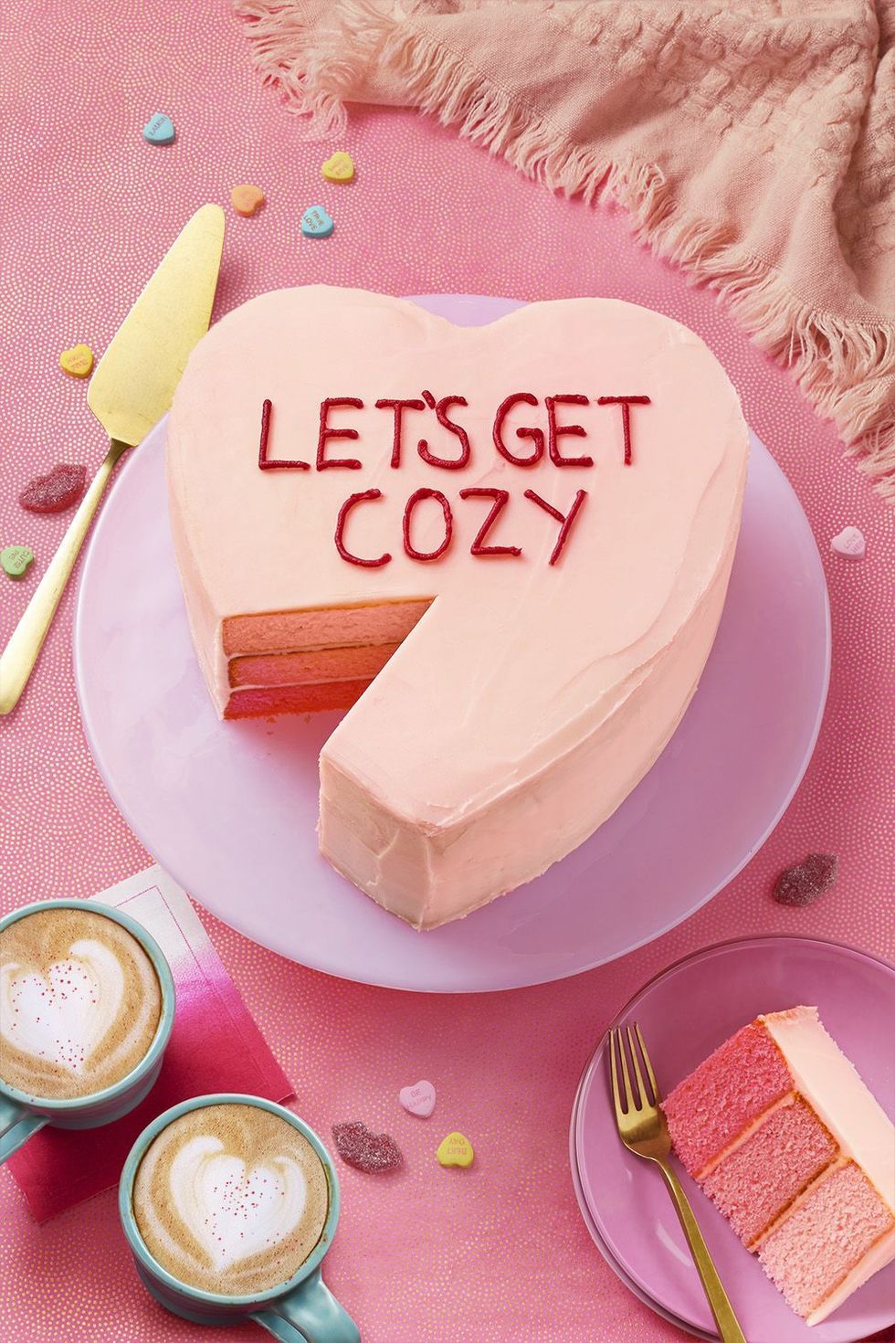 valentine's let get cozy cake