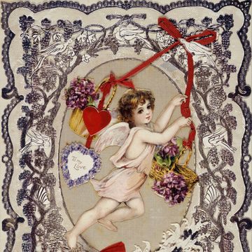 vintage valentine's day card, 1860s1870s artist anonymous
