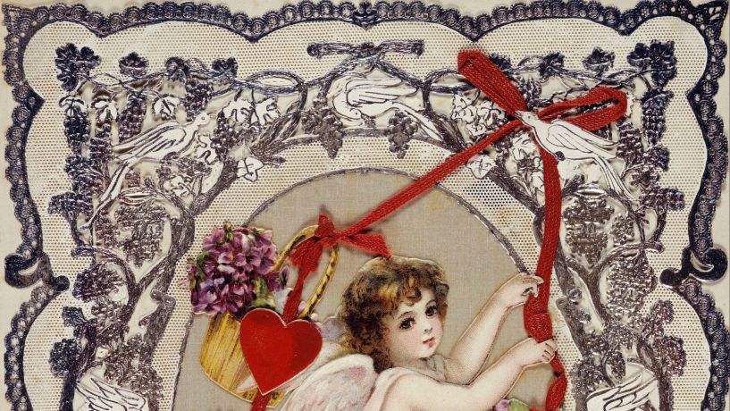 vintage valentine's day card, 1860s1870s artist anonymous