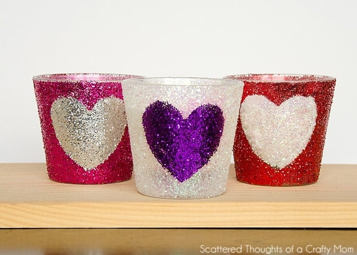Valentine's Day Crafts Glitter Heart Candle