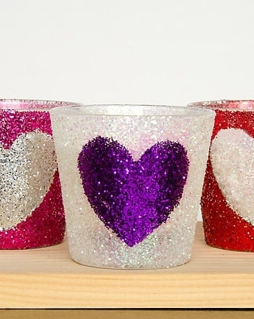 Valentine's Day Crafts Glitter Heart Candle