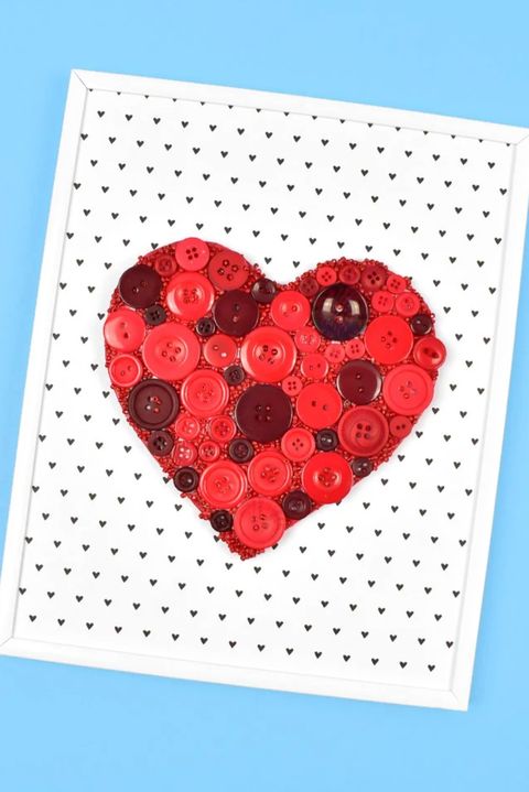 valentines day crafts heart button art