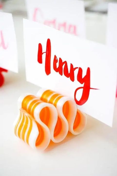 valentines day crafts ribbon candy name place holder with the name henry on white paper