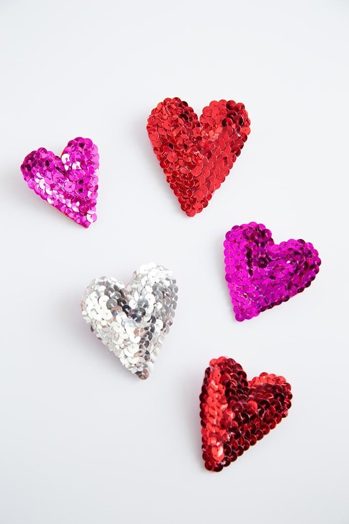 How to make Valentine DIY Sequin Styrofoam Hearts