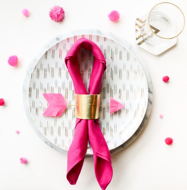 valentines day decor - gold arrow napkin ring