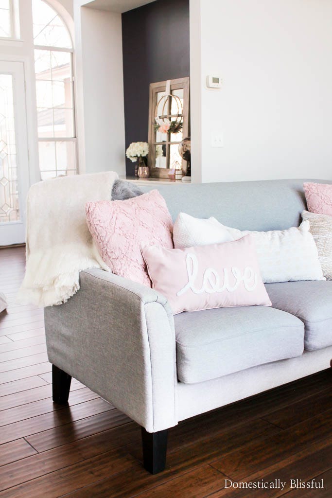 valentines day decor - pink pillows