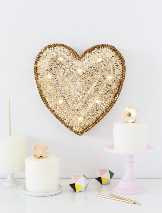 valentines day decor - sequin marquee heart