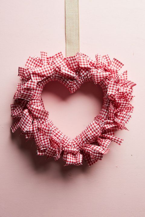 gingham heart shaped rag wreath