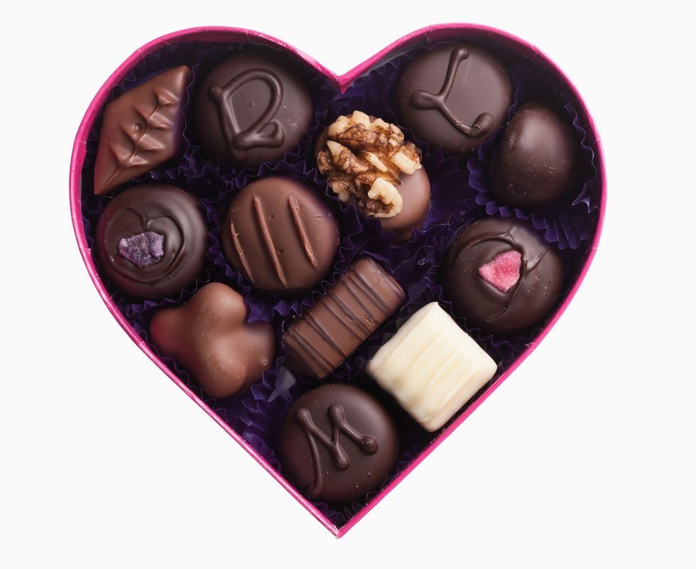 chocolates in heartshape box