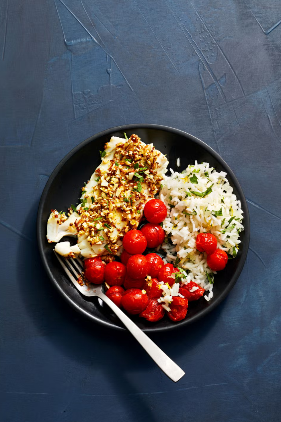 valentines day food tomato roasted cod with spiced almonds