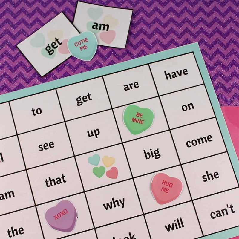 valentines day games  valentine's day sight word bingo