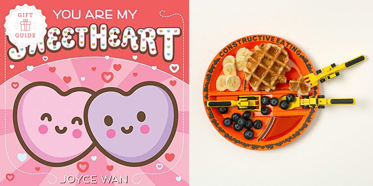you are my sweetheart and the construction plate with utensils are good housekeeping's picks for the best valentine's day gifts for toddlers