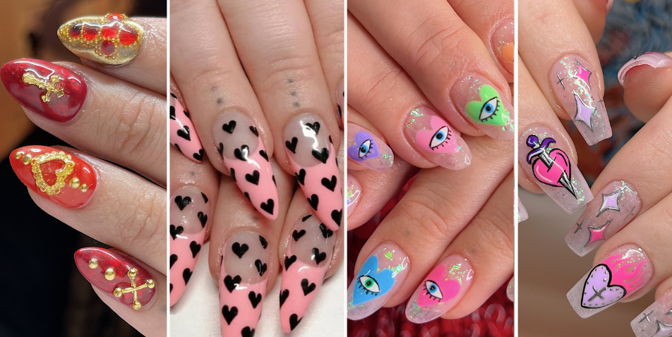 Cute Valentines Nail Designs, Pink Valentine Nail Designs