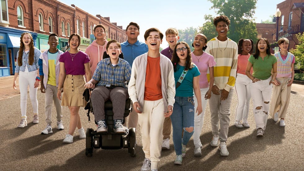 a chorus of kids lines up to sing in a scene from 13 the musical, a good housekeeping pick for best valentine's day movies for kids