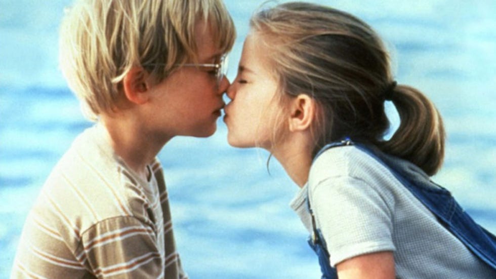 thomas j and vada kiss in a scene from my girl, a good housekeeping pick for best valentine's day movies for kids