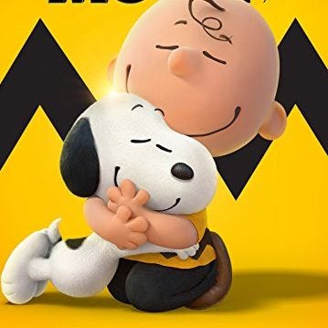 charlie brown hugs snoopy in a scene from the peanuts movie, a good housekeeping pick for best valentine's day gifts for kids