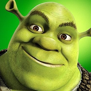 a closeup of shrek in a promotional image for shrek, a good housekeeping pick for best valentine's day movies for kids