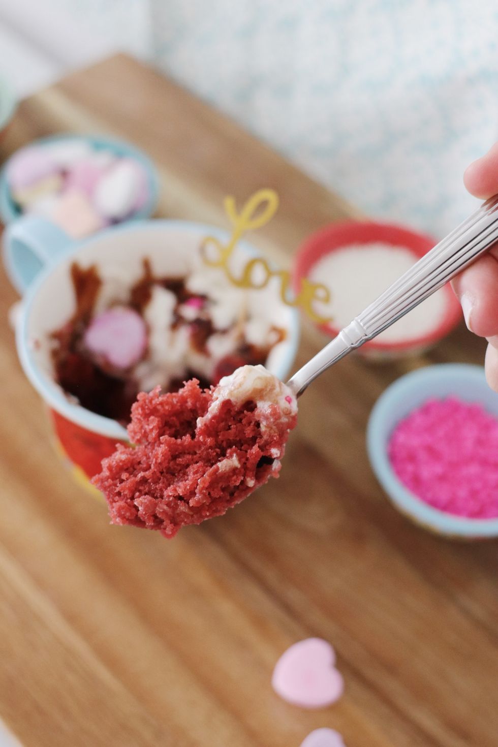 valentines day red velvet mug cake tutorial