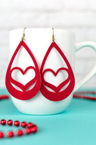 valentine's day suede earrings
